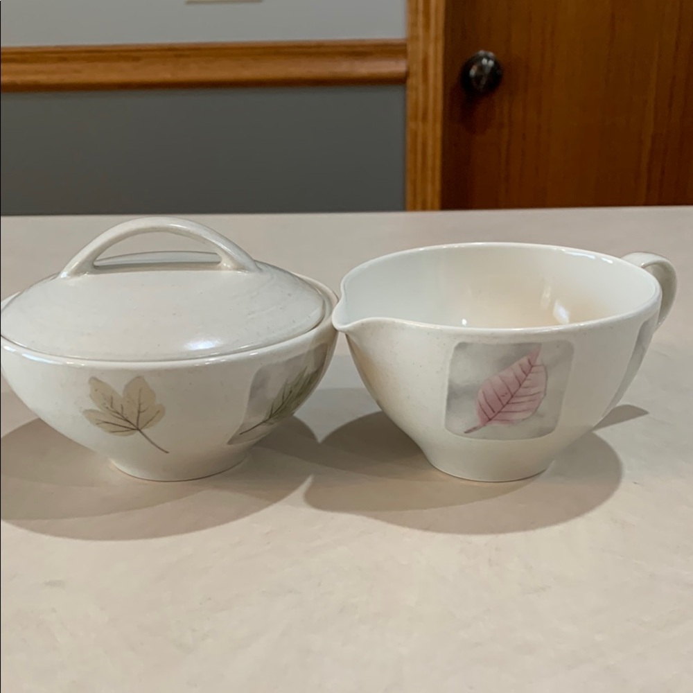 Mikasa Woodland Iron Stone Creamer and Sugar Bowl